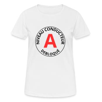 Jeune permis - T-shirt respirant Femme - blanc - Devant - AI Model Female 172 dark (172cm)