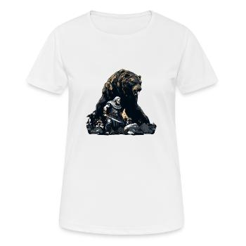 Wikinger mit riesigem Bär - Frauen T-Shirt atmungsaktiv - Weiß - Vorne - AI Model Female 172 dark (172cm)