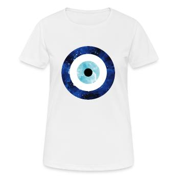 Symbole du mauvais œil dans un look aquarelle élégant - T-shirt respirant Femme - blanc - Devant - AI Model Female 172 dark (172cm)
