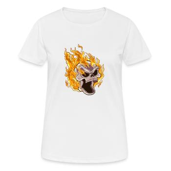 Crâne enflammé - T-shirt respirant Femme - blanc - Devant - AI Model Female 172 dark (172cm)