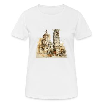 Leaning Tower of Pisa Italy abstract design - Women's Breathable T-Shirt - white - Front - AI Model Female 172 dark (172cm)