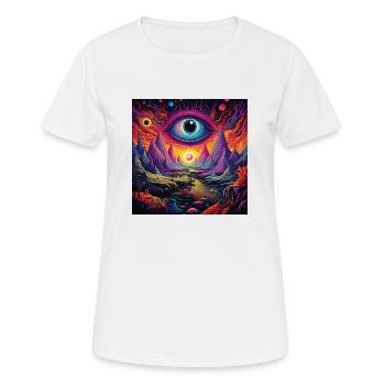 trippy surreales Auge in magischer Landschaft - Frauen T-Shirt atmungsaktiv - Weiß - Vorne - AI Model Female 172 dark (172cm)