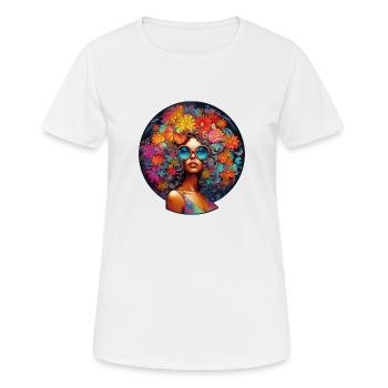 Fleurie Flow Flower Power - Frauen T-Shirt atmungsaktiv - Weiß - Vorne - AI Model Female 172 dark (172cm)