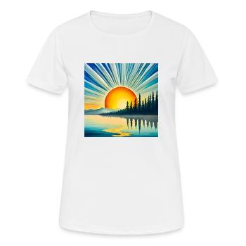 Sonnenuntergang mit Strahlen - Frauen T-Shirt atmungsaktiv - Weiß - Vorne - AI Model Female 172 dark (172cm)