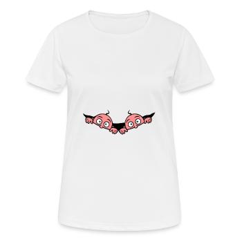 Femme enceinte avec deux bébés 2 jumeaux dans le ventre de bébé - T-shirt respirant Femme - blanc - Devant - AI Model Female 172 dark (172cm)