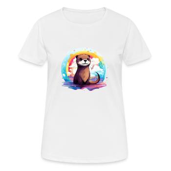 der Otter im bunten Schein - Frauen T-Shirt atmungsaktiv - Weiß - Vorne - AI Model Female 172 dark (172cm)