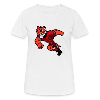 Valeewear - Tigerhaften Sportler - Frauen T-Shirt atmungsaktiv - Weiß - Vorne - AI Model Female 172 dark (172cm)