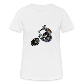 MTB MTB Downhill - Frauen T-Shirt atmungsaktiv - Weiß - Vorne - AI Model Female 172 dark (172cm)