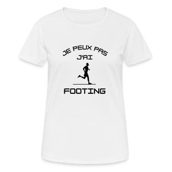 J'peux pas j'ai footing - T-shirt respirant Femme - blanc - Devant - AI Model Female 172 dark (172cm)