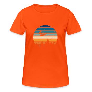 Surfen im Retro-Stil - Frauen T-Shirt atmungsaktiv - Neonorange - Vorne - AI Model Female 172 dark (172cm)