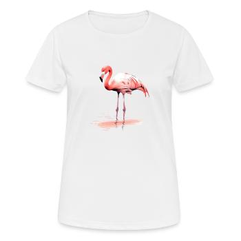 der Flamingo - Frauen T-Shirt atmungsaktiv - Weiß - Vorne - AI Model Female 172 dark (172cm)