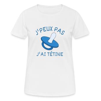 J'peux pas j'ai tétine - T-shirt respirant Femme - blanc - Devant - AI Model Female 172 dark (172cm)