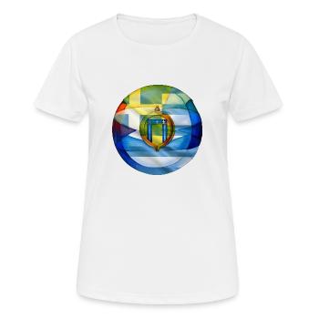 Ornement de drapeau grec fabriqué à la main - T-shirt respirant Femme - blanc - Devant - AI Model Female 172 dark (172cm)