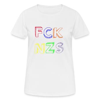 FCK NZS - Frauen T-Shirt atmungsaktiv - Weiß - Vorne - AI Model Female 172 dark (172cm)
