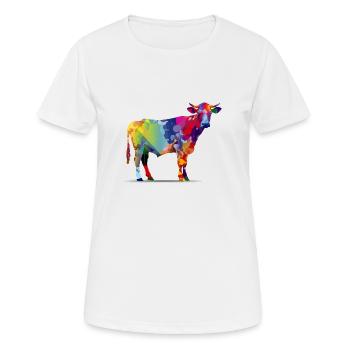 Auch bekannt als die bunte Kuh - Frauen T-Shirt atmungsaktiv - Weiß - Vorne - AI Model Female 172 dark (172cm)