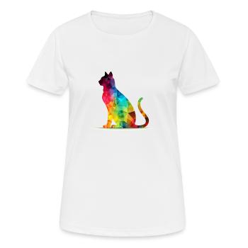 Pacho le chat multicolore - T-shirt respirant Femme - blanc - Devant - AI Model Female 172 dark (172cm)