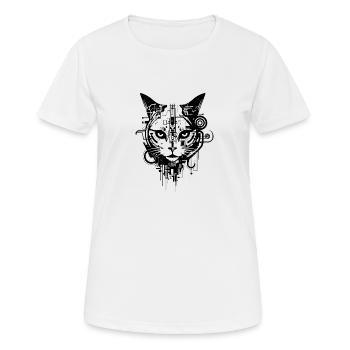 Cyber Sigilism Cat Tattoo Design - Women's Breathable T-Shirt - white - Front - AI Model Female 172 dark (172cm)