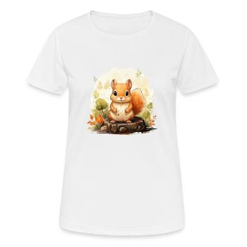 Eichhörnchen im Wald, handgemalt - Wasserfarben - Frauen T-Shirt atmungsaktiv - Weiß - Vorne - AI Model Female 172 dark (172cm)