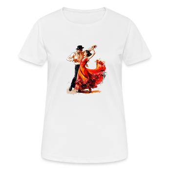 Der „Csárdás“ ist ein lebhafter ungarischer Tanz - Frauen T-Shirt atmungsaktiv - Weiß - Vorne - AI Model Female 172 dark (172cm)