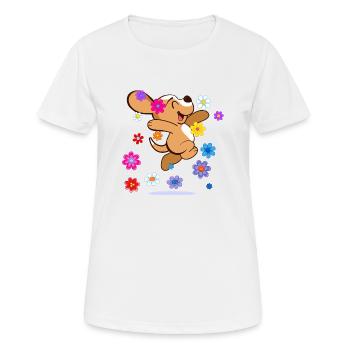 Happy Hippie Beagle - Frauen T-Shirt atmungsaktiv - Weiß - Vorne - AI Model Female 172 dark (172cm)