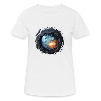 Planet Erde in Apnoe: Kosmischer Strudel - Frauen T-Shirt atmungsaktiv - Weiß - Vorne - AI Model Female 172 dark (172cm)