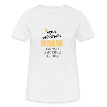 Joyeux anniversaire maman - T-shirt respirant Femme - blanc - Devant - AI Model Female 172 dark (172cm)