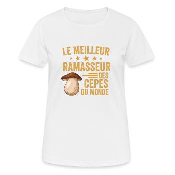 Le Meilleur Ramasseur Des Cèpes Champignons Cèpe - T-shirt respirant Femme - blanc - Devant - AI Model Female 172 dark (172cm)