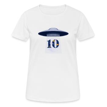 10. Jahrestag des UFO-Angriffs - Frauen T-Shirt atmungsaktiv - Weiß - Vorne - AI Model Female 172 dark (172cm)