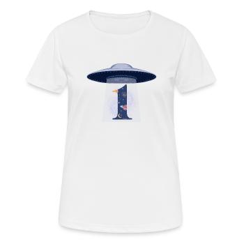 UFO-Angriff zum 1. Jahrestag - Frauen T-Shirt atmungsaktiv - Weiß - Vorne - AI Model Female 172 dark (172cm)