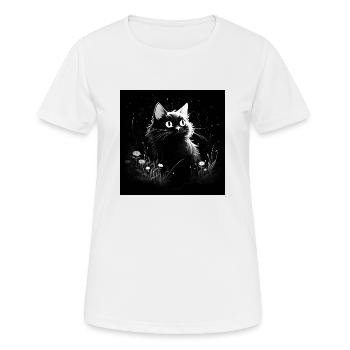 Schwarz-weiße Katze - Frauen T-Shirt atmungsaktiv - Weiß - Vorne - AI Model Female 172 dark (172cm)