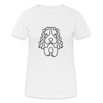 Super cute girly dog with bows on ears - Women's Breathable T-Shirt - white - Front - AI Model Female 172 dark (172cm)