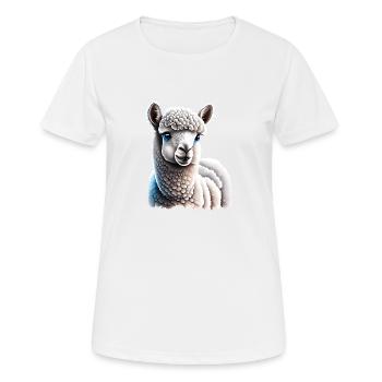 Alpaga Alpaga éleveur Alpaga fan - T-shirt respirant Femme - blanc - Devant - AI Model Female 172 dark (172cm)