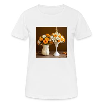 Bouquet d’automne dans des vases d’Halloween - T-shirt respirant Femme - blanc - Devant - AI Model Female 172 dark (172cm)
