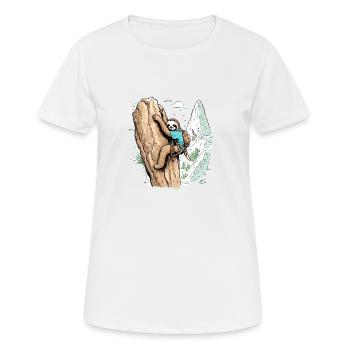 Cute cute climbing sloth with backpack - Women's Breathable T-Shirt - white - Front - AI Model Female 172 dark (172cm)