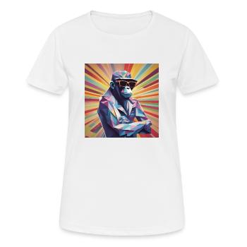 Cooler Affe im faltigen Gewand II - Frauen T-Shirt atmungsaktiv - Weiß - Vorne - AI Model Female 172 dark (172cm)