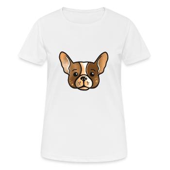 Französische Bulldogge niedliches Welpengesicht - Frauen T-Shirt atmungsaktiv - Weiß - Vorne - AI Model Female 172 dark (172cm)