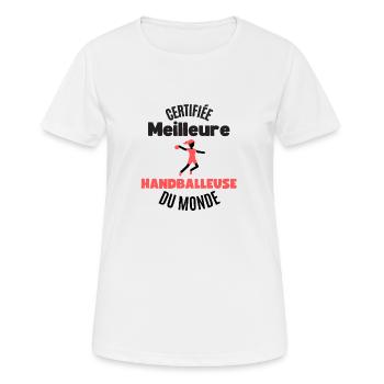 certifiée meilleure handballeuse - T-shirt respirant Femme - blanc - Devant - AI Model Female 172 dark (172cm)