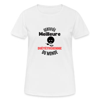 certifiée meilleure diététicienne - T-shirt respirant Femme - blanc - Devant - AI Model Female 172 dark (172cm)