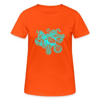 Krake (neon) - Frauen T-Shirt atmungsaktiv - Neonorange - Vorne - AI Model Female 172 dark (172cm)