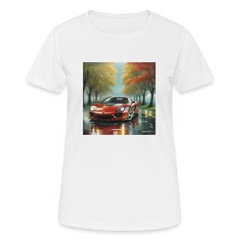 Sportwagen - Frauen T-Shirt atmungsaktiv - Weiß - Vorne - AI Model Female 172 dark (172cm)