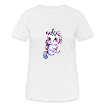 Einhorn Mädchen Einhörner Fabeltier Unicorn - Frauen T-Shirt atmungsaktiv - Weiß - Vorne - AI Model Female 172 dark (172cm)