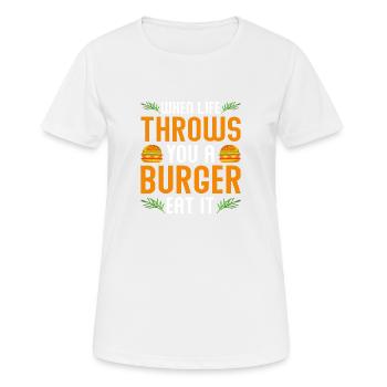 Quand la vie vous jette un hamburger Mangez-le - T-shirt respirant Femme - blanc - Devant - AI Model Female 172 dark (172cm)
