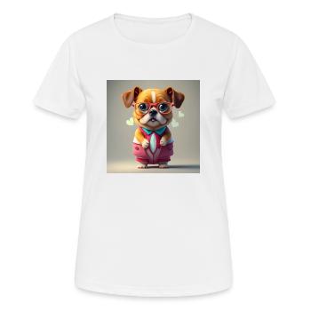 lunettes rouges pour chien - T-shirt respirant Femme - blanc - Devant - AI Model Female 172 dark (172cm)