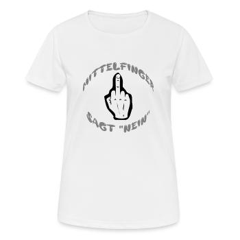 Mittelfinger sagt "nein" - Frauen T-Shirt atmungsaktiv - Weiß - Vorne - AI Model Female 172 dark (172cm)