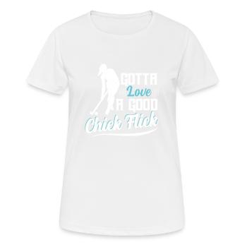 Gotta Love A Good Chick Flick Field Hockey Player - Frauen T-Shirt atmungsaktiv - Weiß - Vorne - AI Model Female 172 dark (172cm)