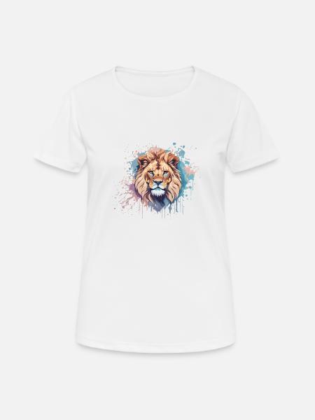 Bunter Löwe - Frauen T-Shirt atmungsaktiv - Weiß