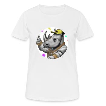 Rhino Rappeur - T-shirt respirant Femme - blanc - Devant - AI Model Female 172 dark (172cm)
