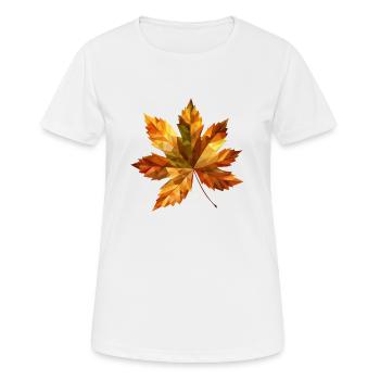 Polygon-Herbstzauber: Kastanie & Laub im Detail - Frauen T-Shirt atmungsaktiv - Weiß - Vorne - AI Model Female 172 dark (172cm)