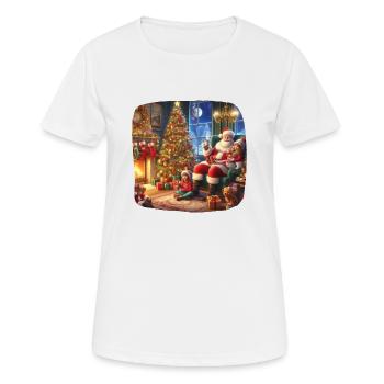 Père Noël arbre de Noël cadeaux gaufrette minuit messe joie - T-shirt respirant Femme - blanc - Devant - AI Model Female 172 dark (172cm)
