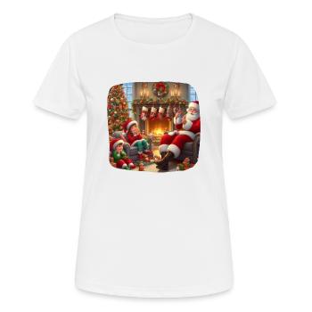 Père Noël réveillon de Noël famille renne - T-shirt respirant Femme - blanc - Devant - AI Model Female 172 dark (172cm)